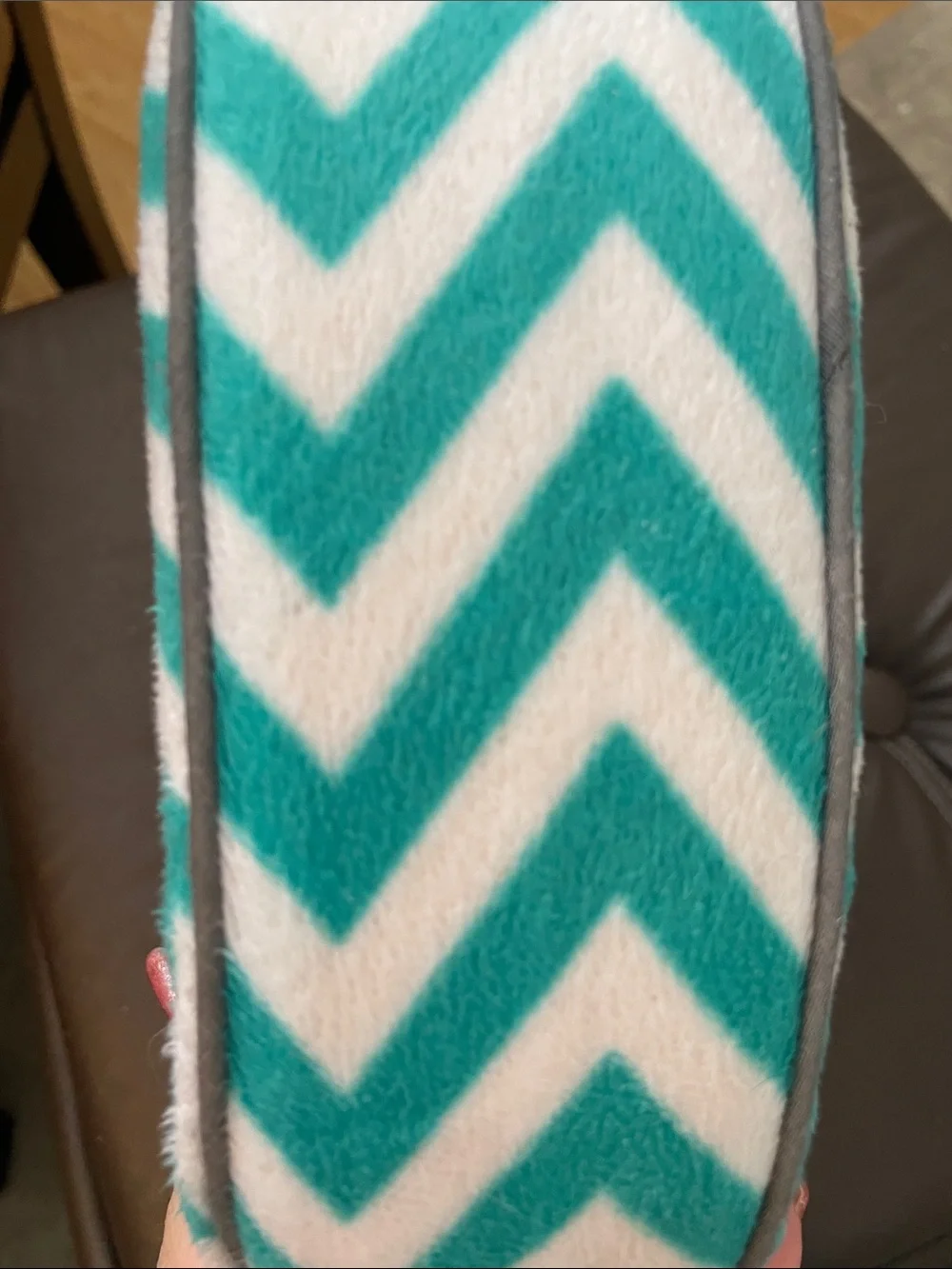 Chevron Plush Neck Pillow - Turquoise & White Travel Comfort